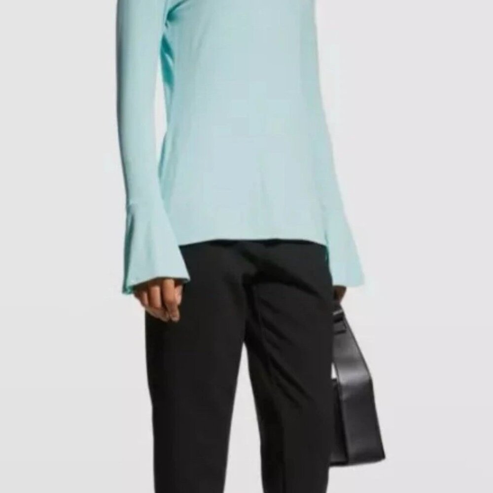 Capsule‎ 121 Women's Ruffle Flare Long Sleeve Top Seaglass Blue C121GRT2 XS NEW